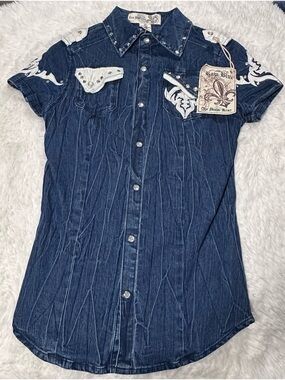 Sadie Blue Women's Indigo Embroidered Button-Down Shirt